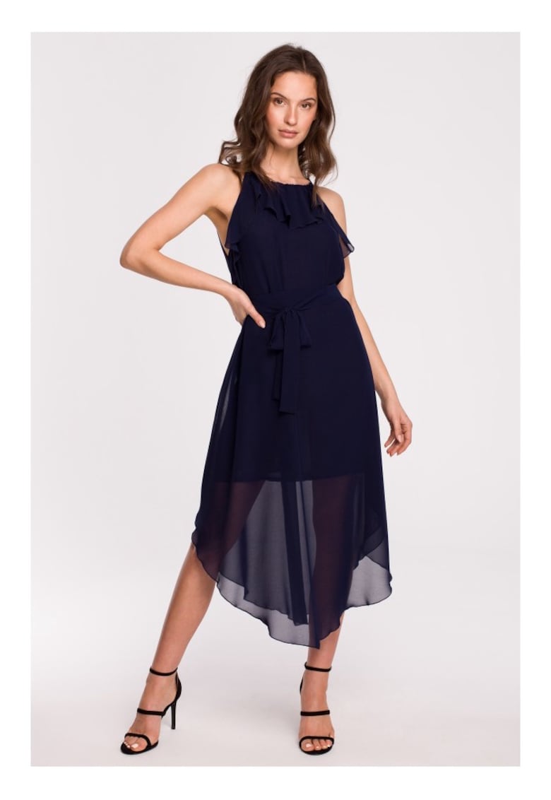 Rochie legata in jurul gatului - albastru marin - XXL