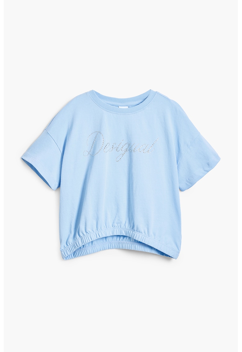 Tricou de bumbac cu paiete - Albastru pastel