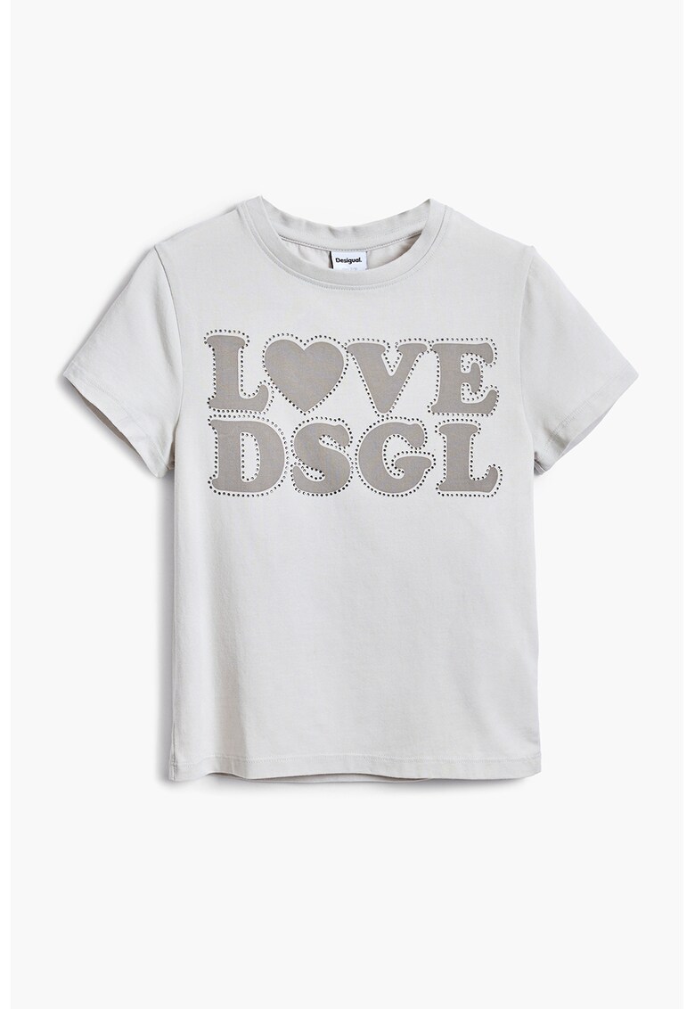 Tricou de bumbac cu imprimeu grafic - Gri deschis