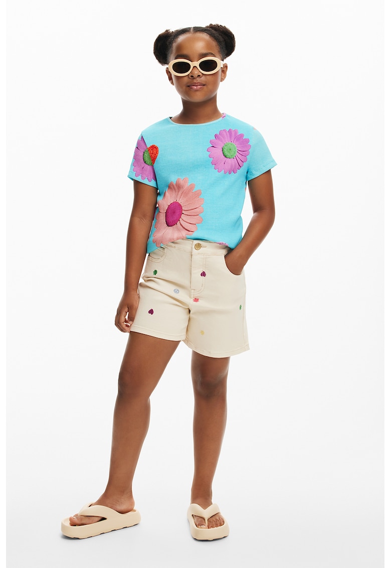 Pantaloni scurti de denim cu detalii brodate
