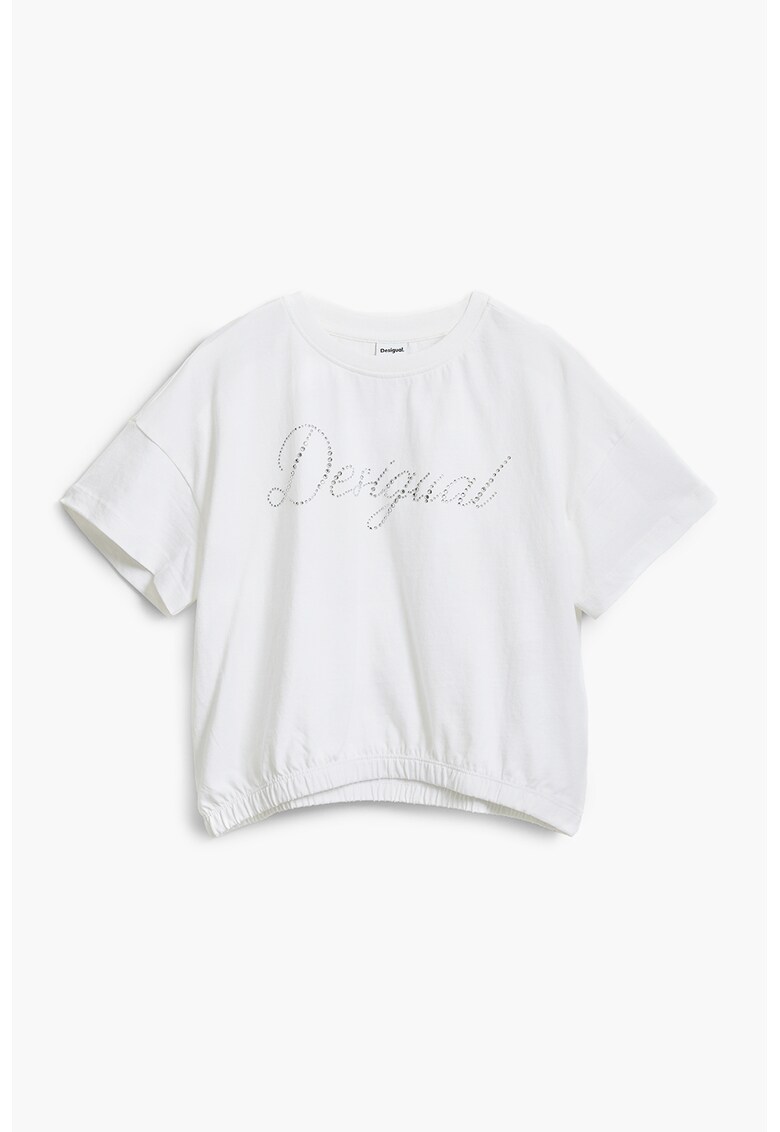 Tricou de bumbac cu paiete - Alb