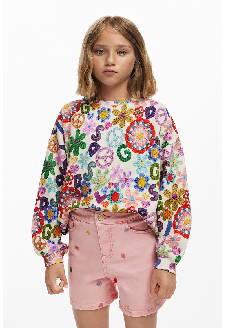 Pantaloni scurti de denim cu detalii brodate