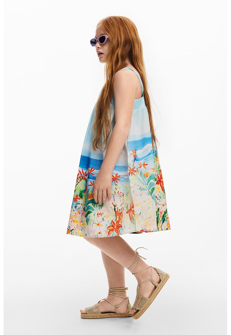 Rochie scurta cu design floral - Multicolor