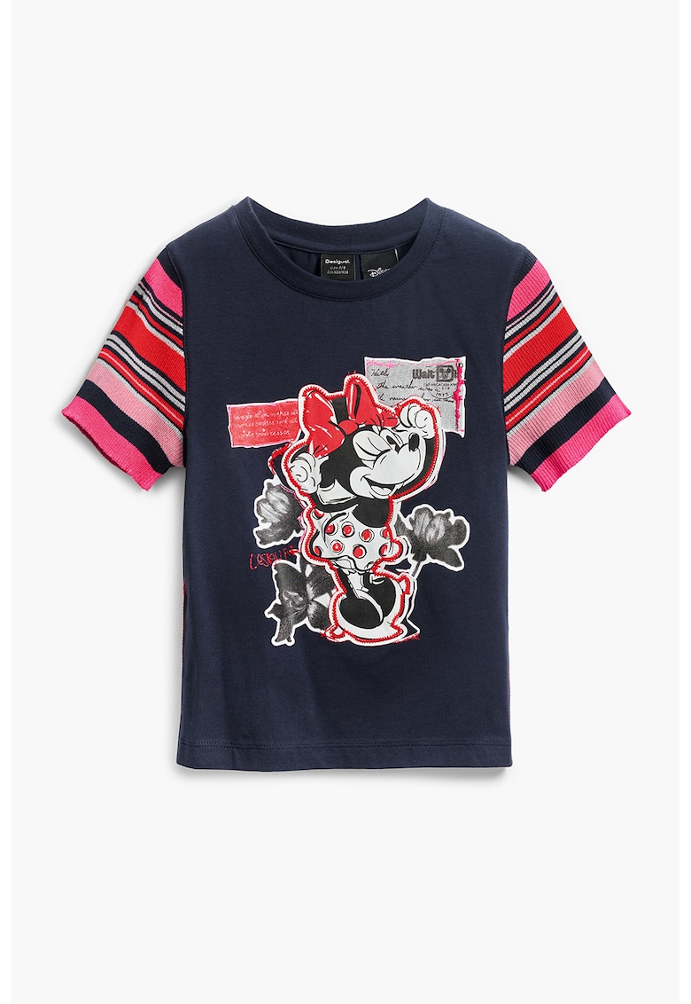 Tricou cu maneci contrastante si Minnie Mouse