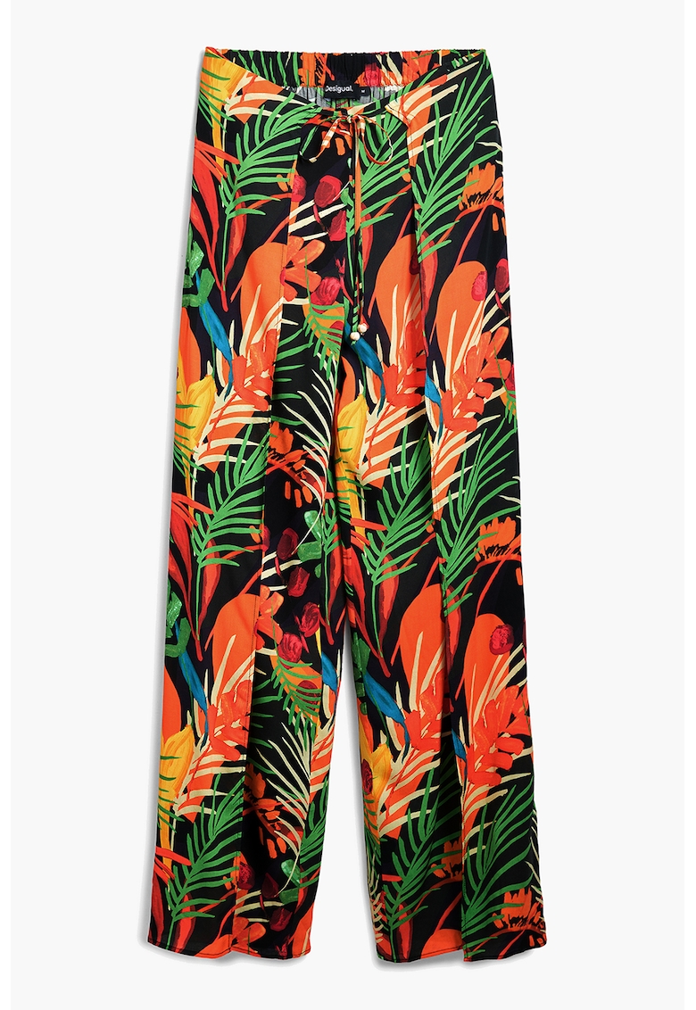 Pantaloni cu imprimeu si talie elastica