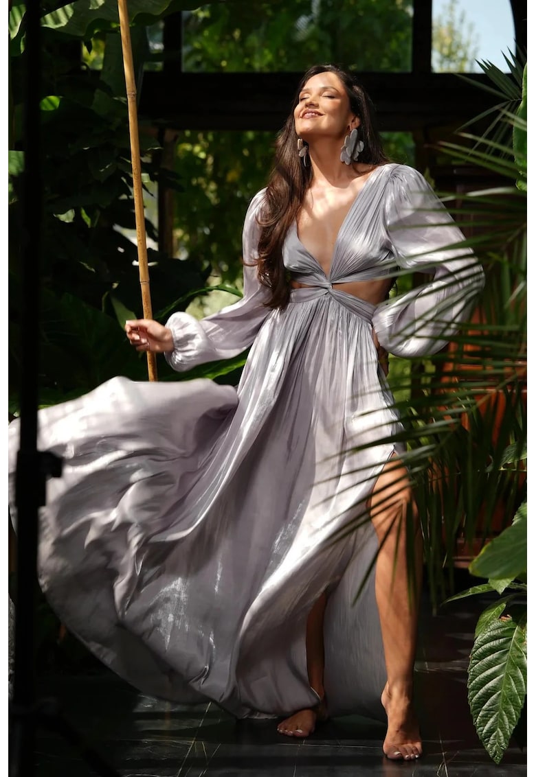 Rochie maxi cu slit pe picior si decolteu adanc - Gti
