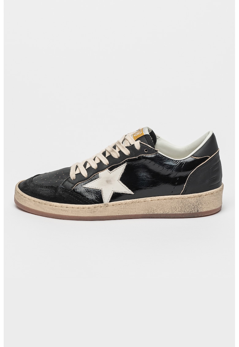 Pantofi sport de piele cu model - Negru