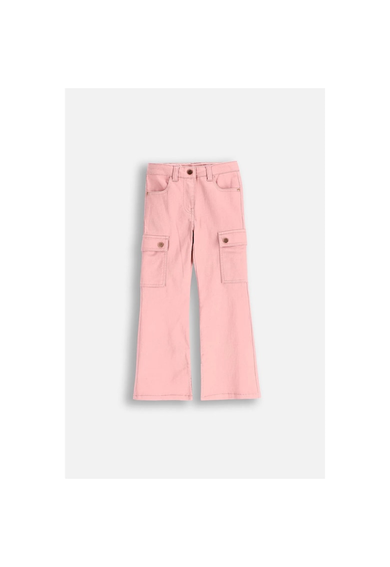 Pantaloni copii - evazati - roz - denim elastic