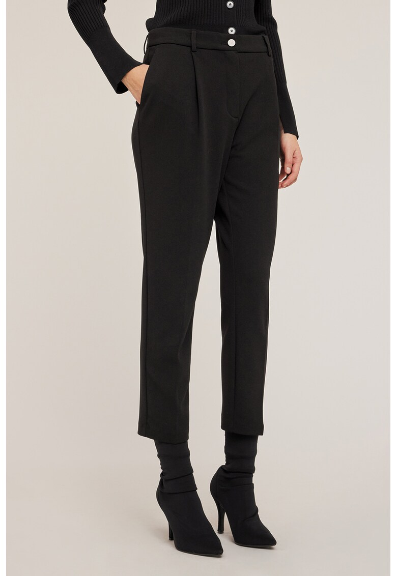 Pantaloni crop cu talie inalta - Negru