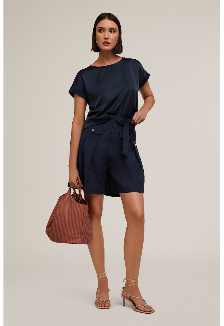Tricou lejer din satin - Bleumarin