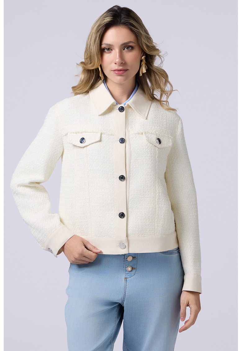 Jacheta din tuid cu guler ascutit