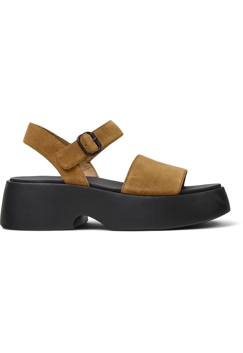 Sandale din piele intoarsa cu talpa demi-wedge Tasha