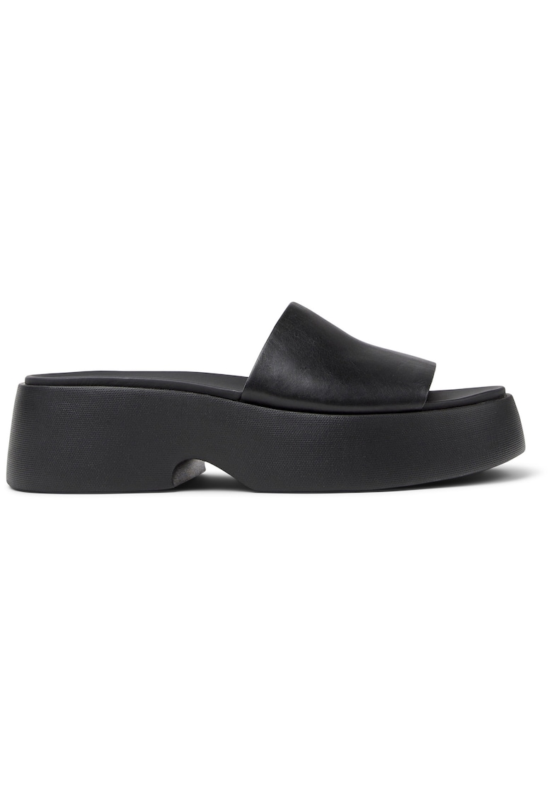 Papuci din piele cu platforma Tasha - Negru