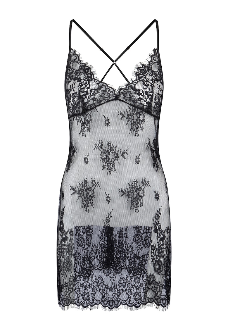 Neglijeu cu barete incurcisate pe spate - Negru