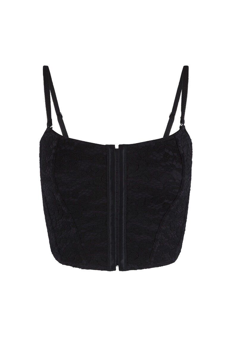 Corset de dantela cu bretele ajustabile - Negru