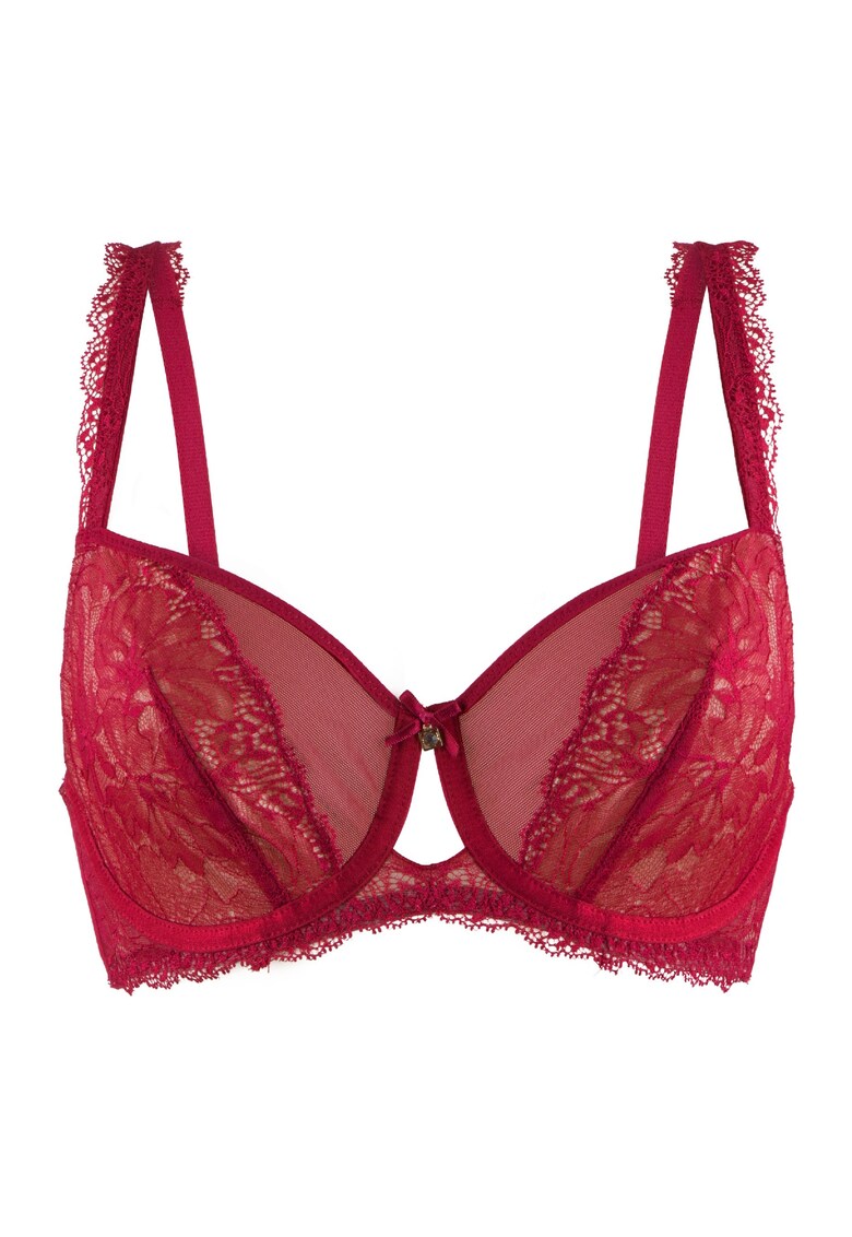Sutien semitransparent cu sustinere metalica - Rosu