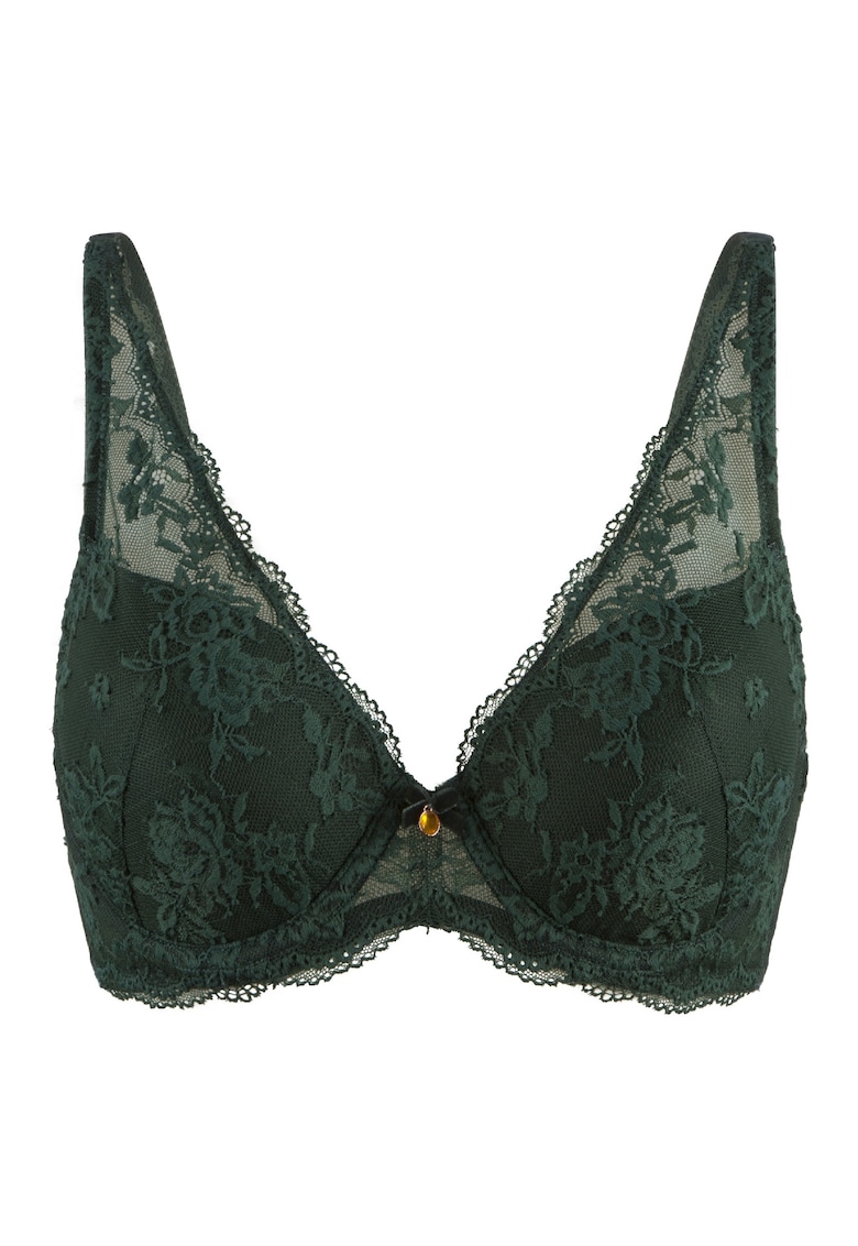 Sutien cu cupe triunghiulare si dantela - Verde