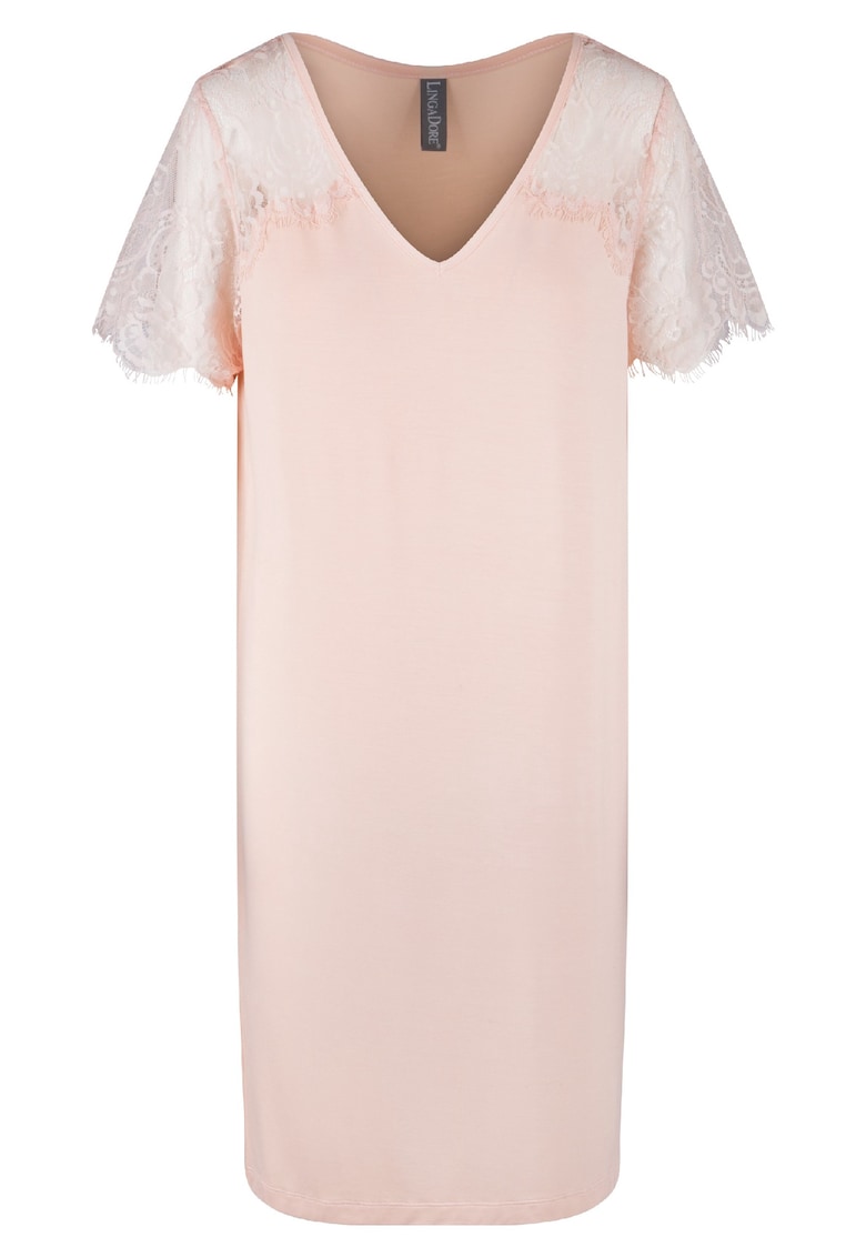 Camasa de noapte cu decolteu in V si insertii de dantela