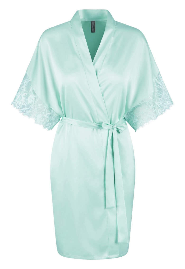 Halat cu aspect de satin si insertii de dantela