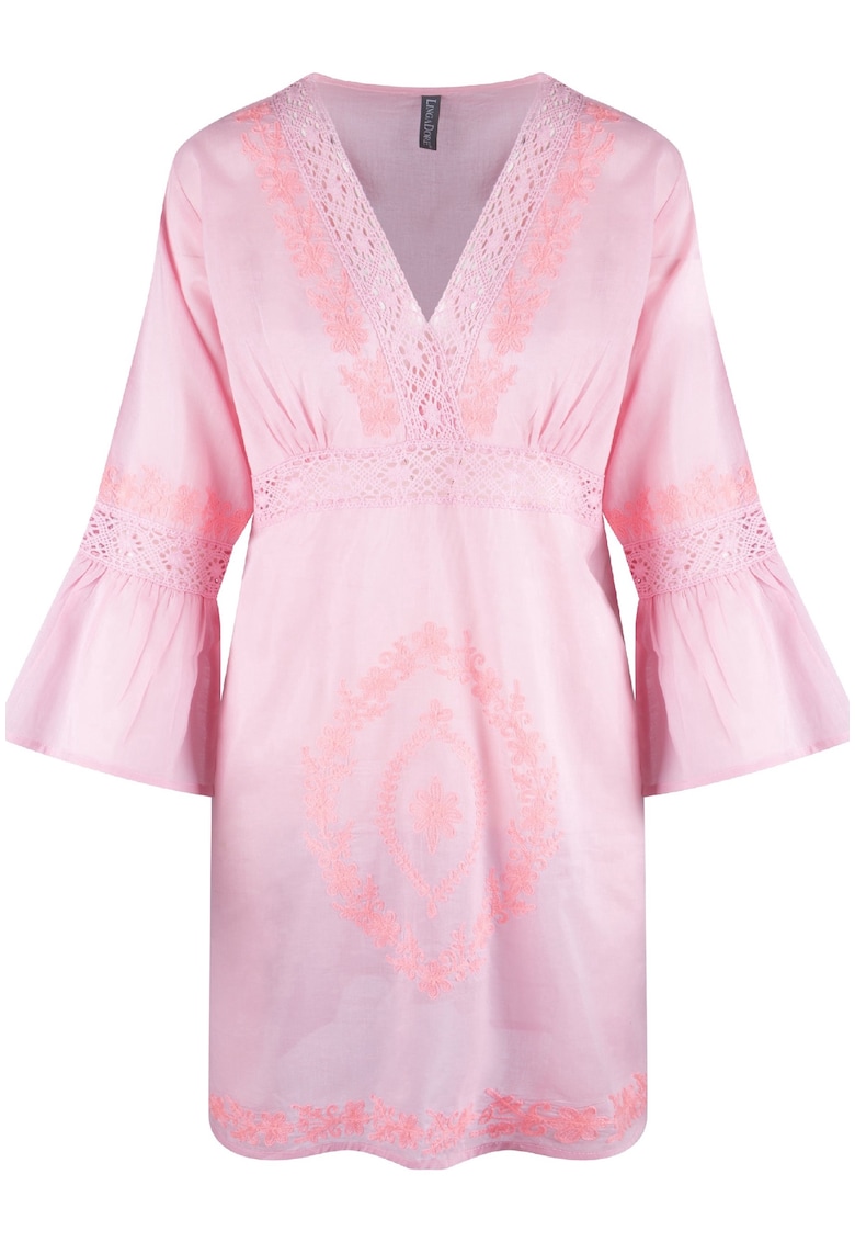 Rochie de plaja cu decolteu in V - Roz pastel