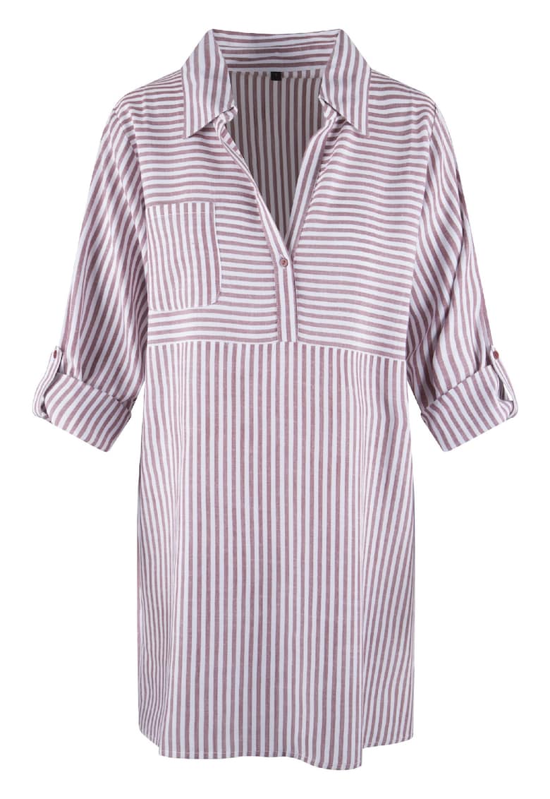 Camasa de casa cu dungi - Alb/Violet tyrian