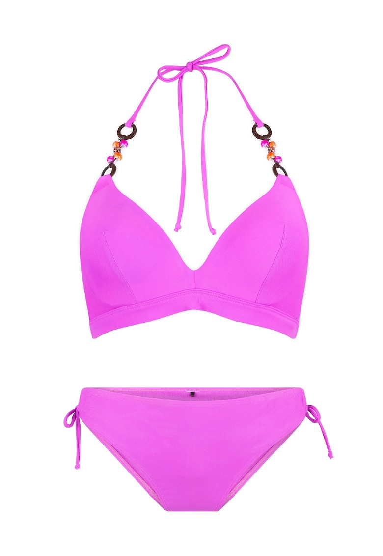 Costum de baie din doua piese cu sutien cu burete - Roz