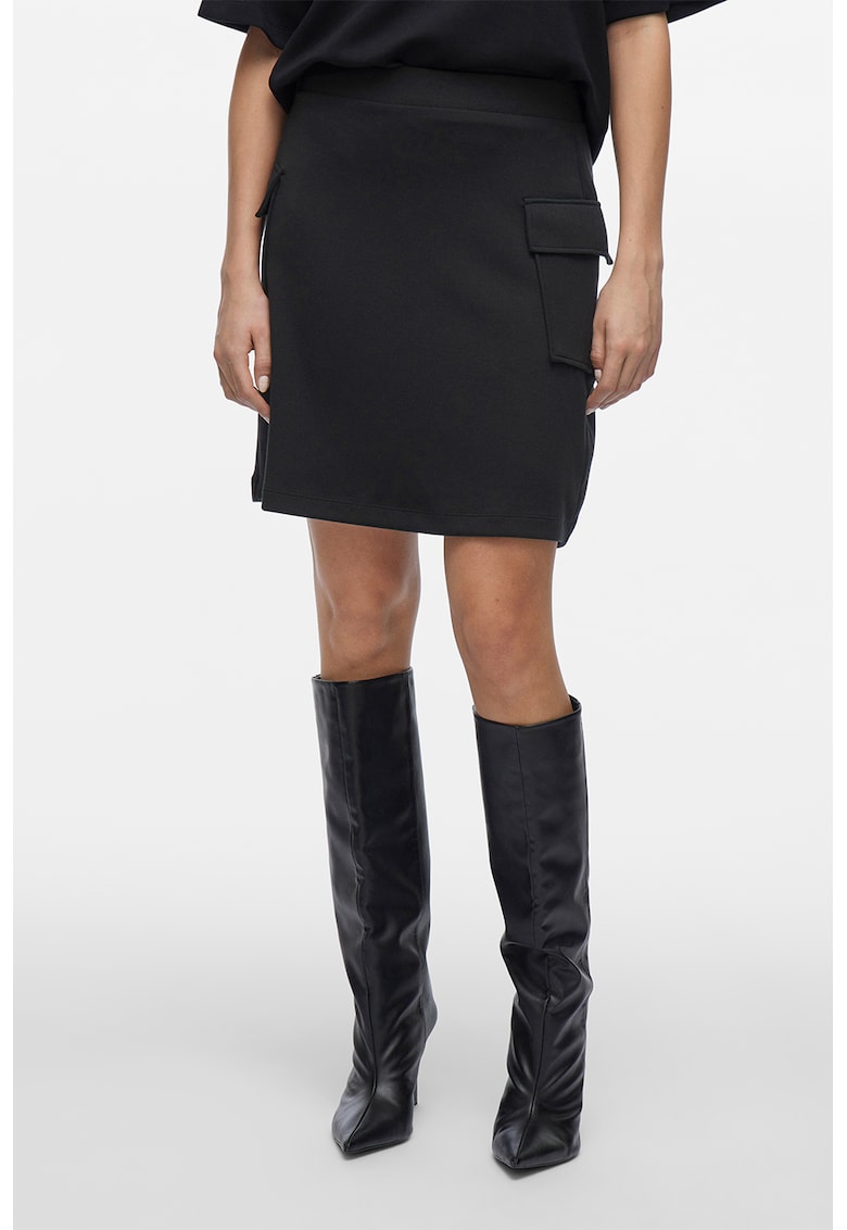 Fusta scurta din amestec de modal cu buzunare