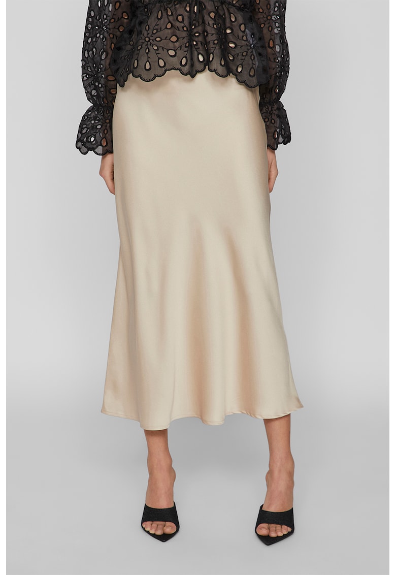 Fusta midi din satin Ellette - Bej