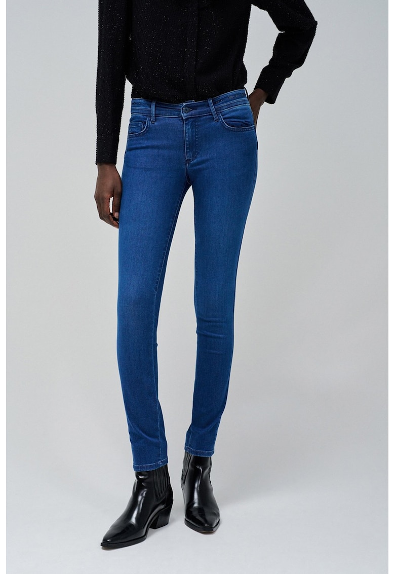 Blugi skinny cu tehnologie Push Up cu talie joasa Wonder