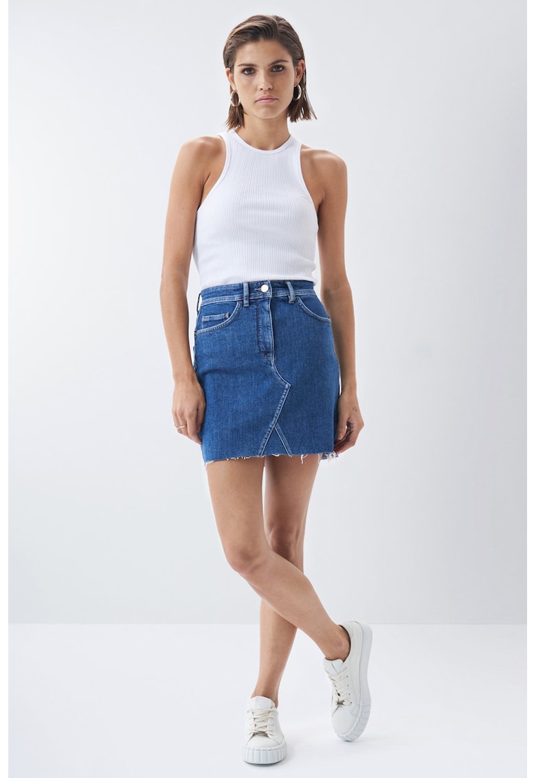 Fusta scurta din denim cu croiala dreapta