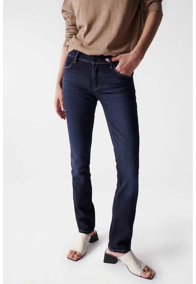 Blugi skinny cu talie medie - Albastru ultramarin