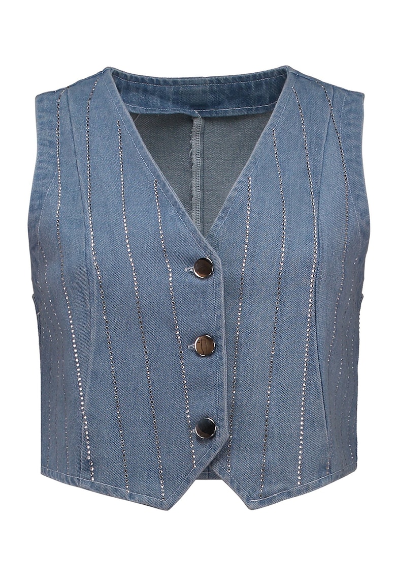 Vesta de denim cu nasturi