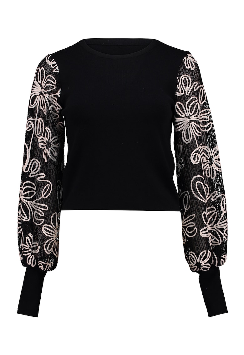 Bluza cu decolteu la baza gatului si imprimeu floral