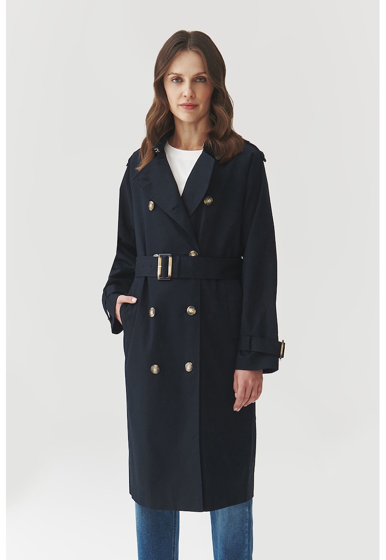 Palton din amestec de bumbac cu nasturi - Negru