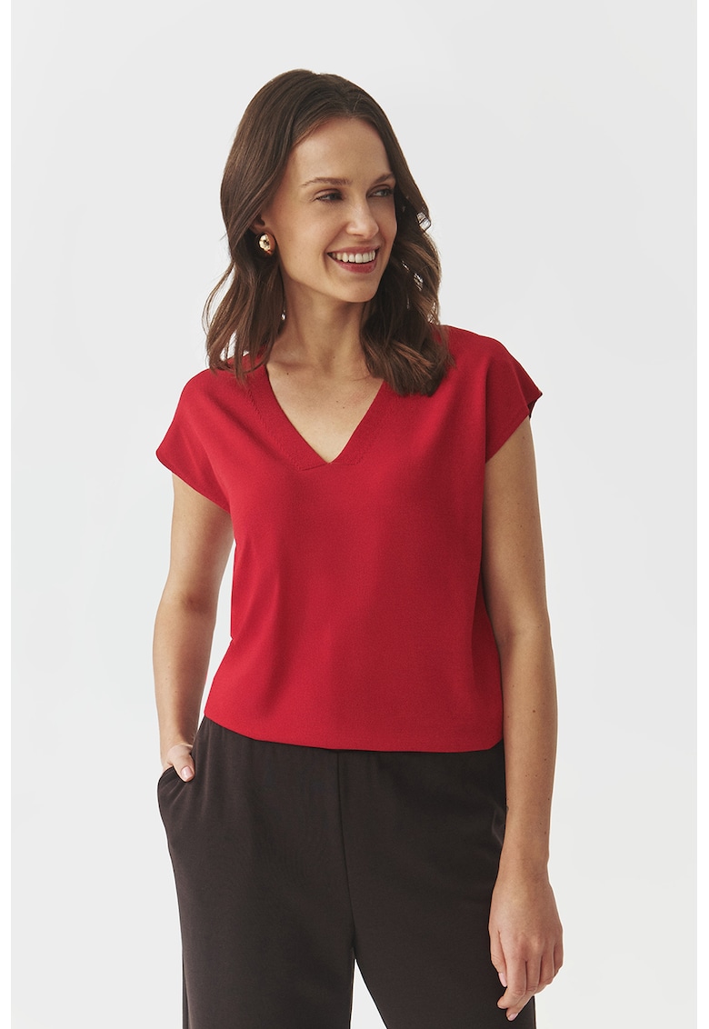 Tricou uni cu decolteu in V