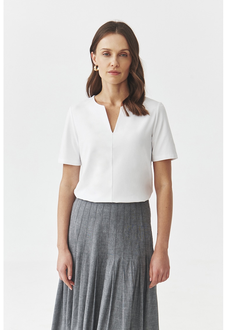 Tricou din amestec de modal cu decolteu in V