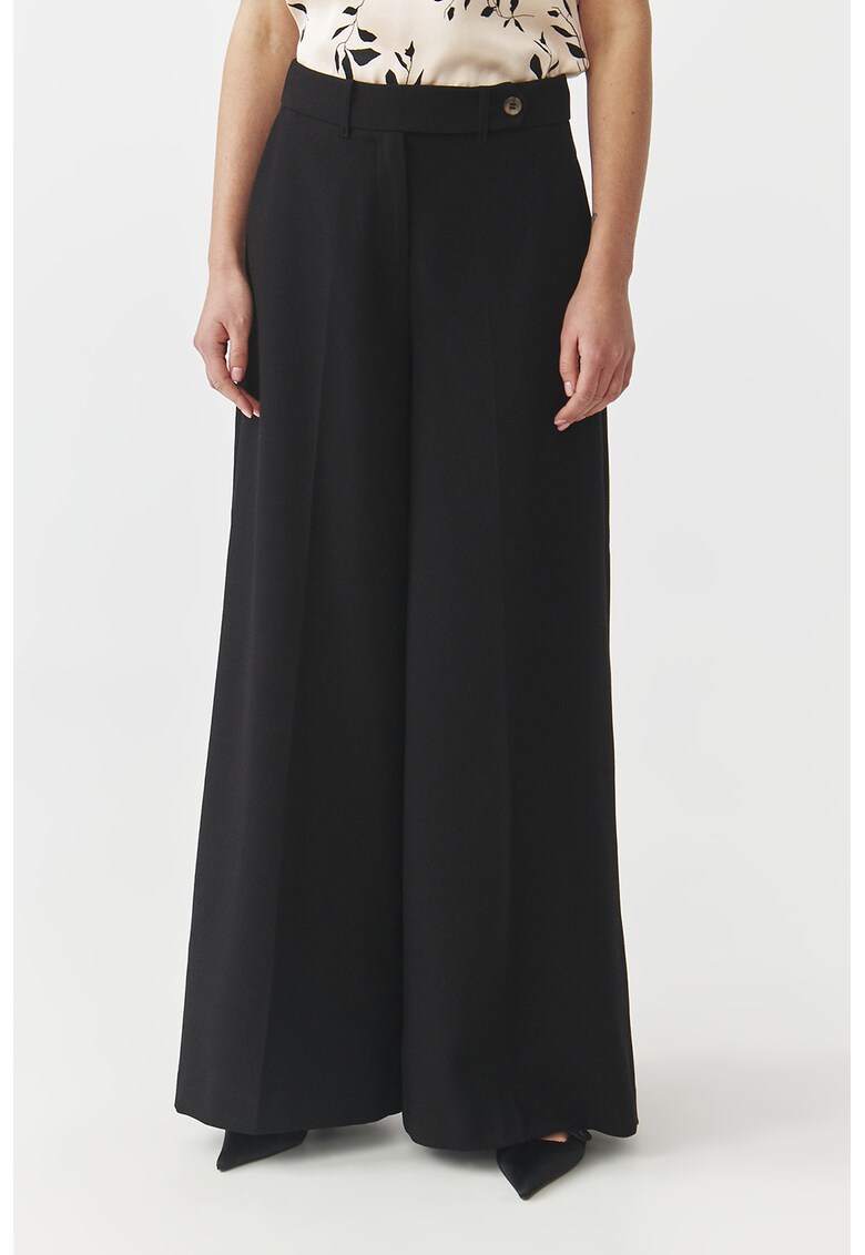 Pantaloni palazzo cu talie inalta