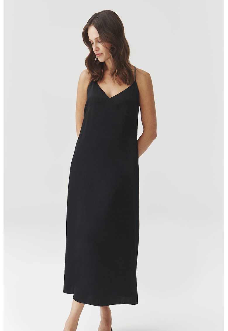 Rochie midi dreapta cu bretele inguste