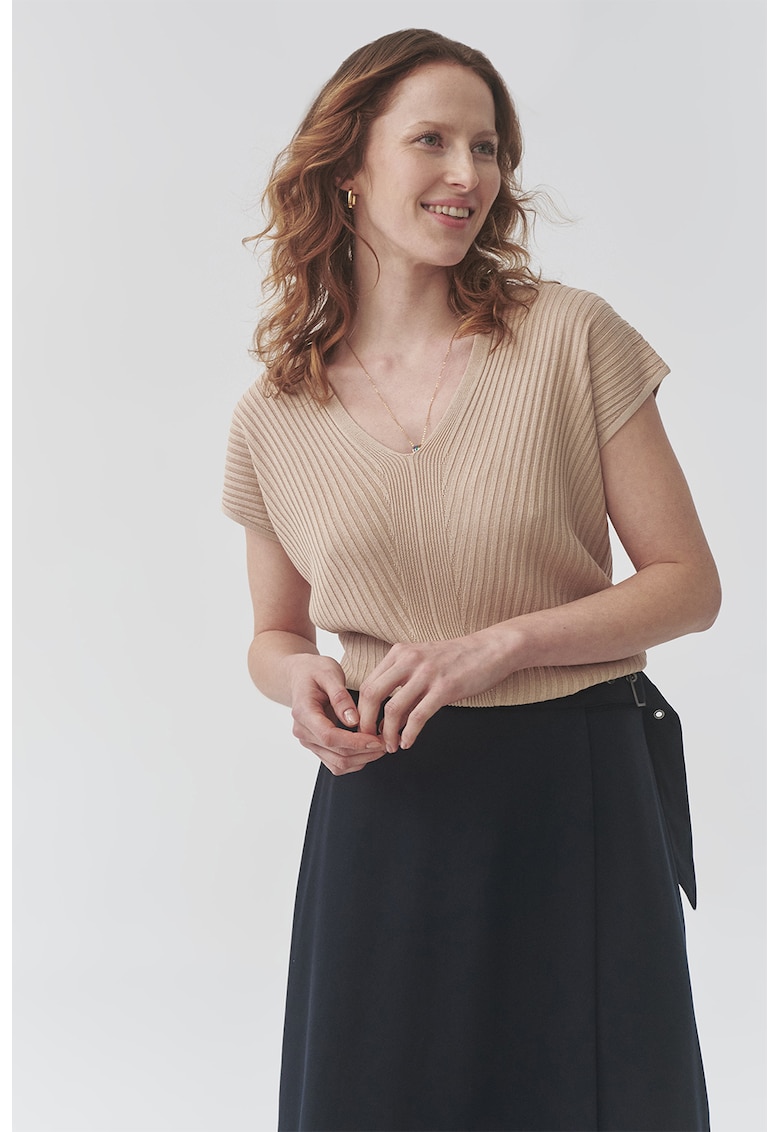 Bluza tricotata din cu decolteu in V