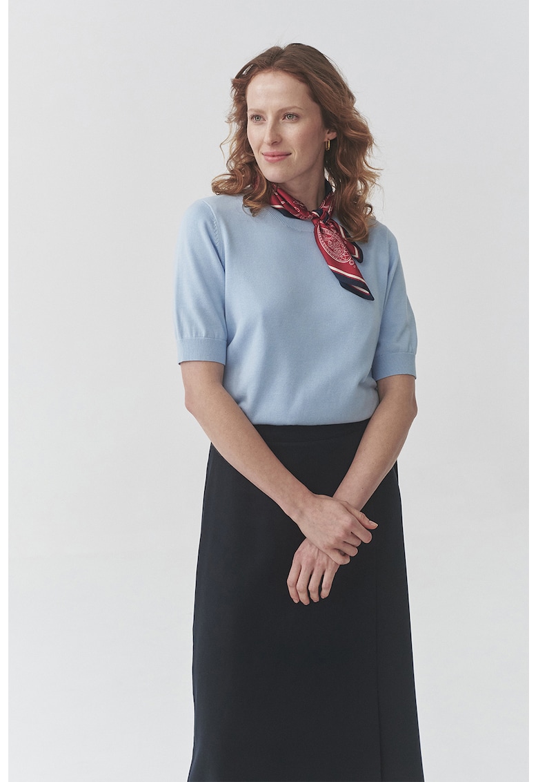 Pulover cu maneci medii - Albastru pastel