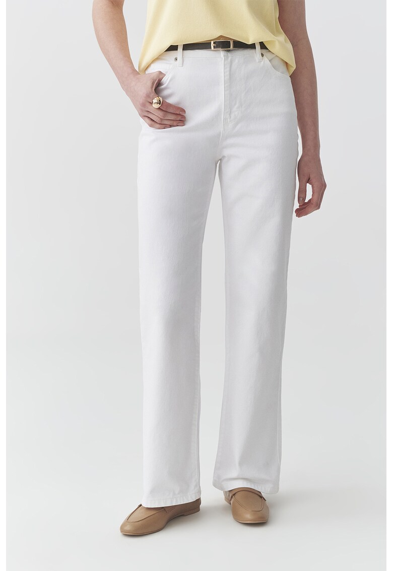 Blugi drepti cu talie inalta - Alb optic