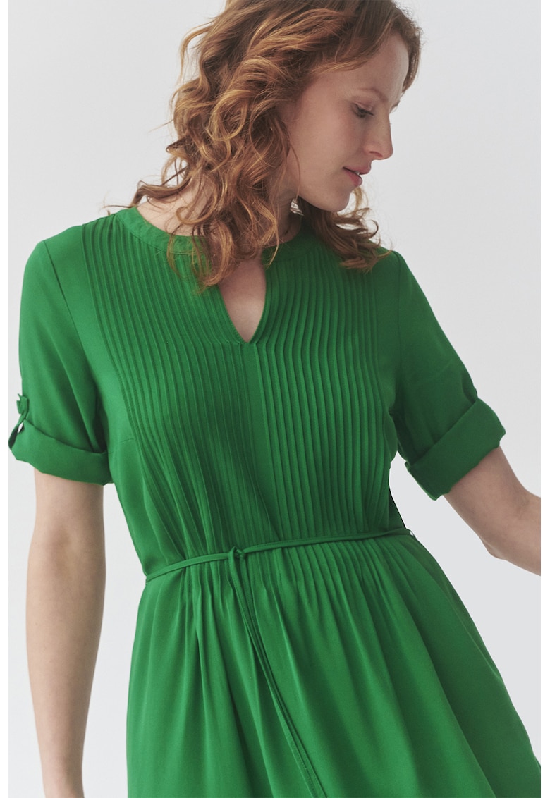 Rochie evazata cu cordon - Verde