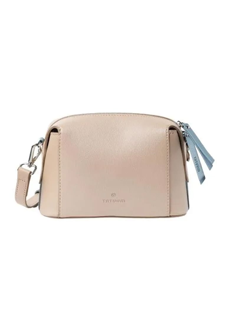 Geanta crossbody de piele ecologica - Albastru lavanda/Maro nisip