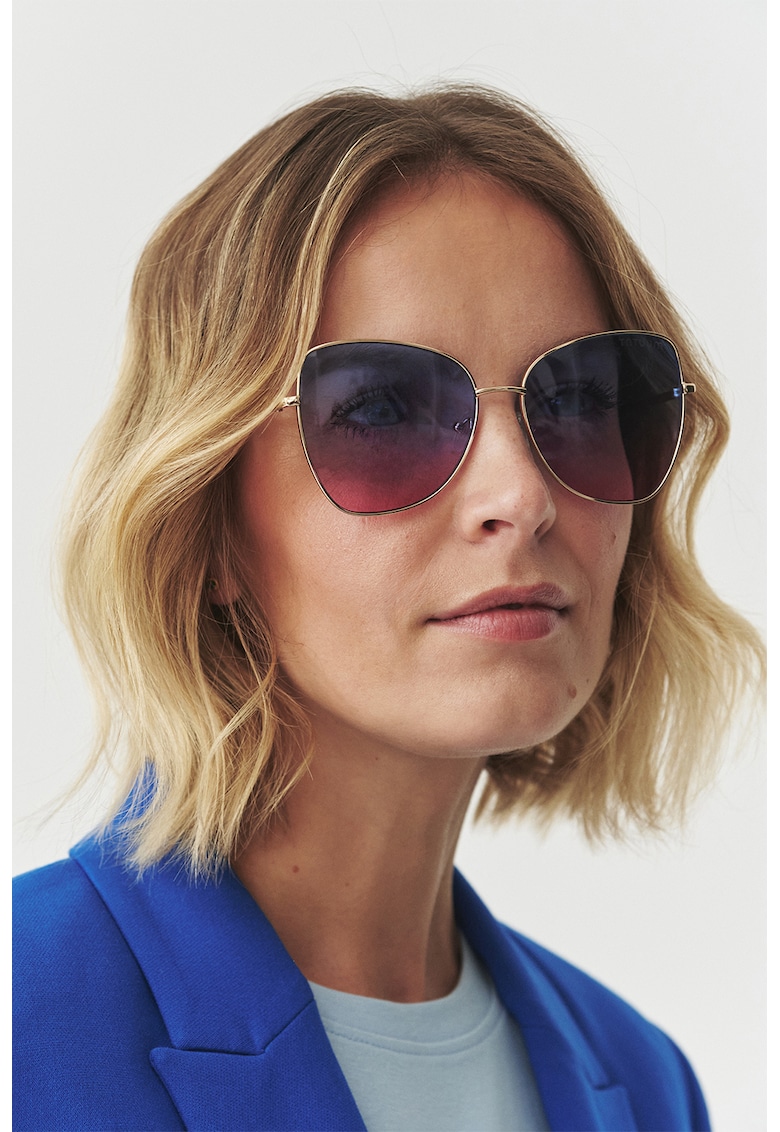 Ochelari de soare butterfly cu lentile in degrade - Auriu/Albastru deschis