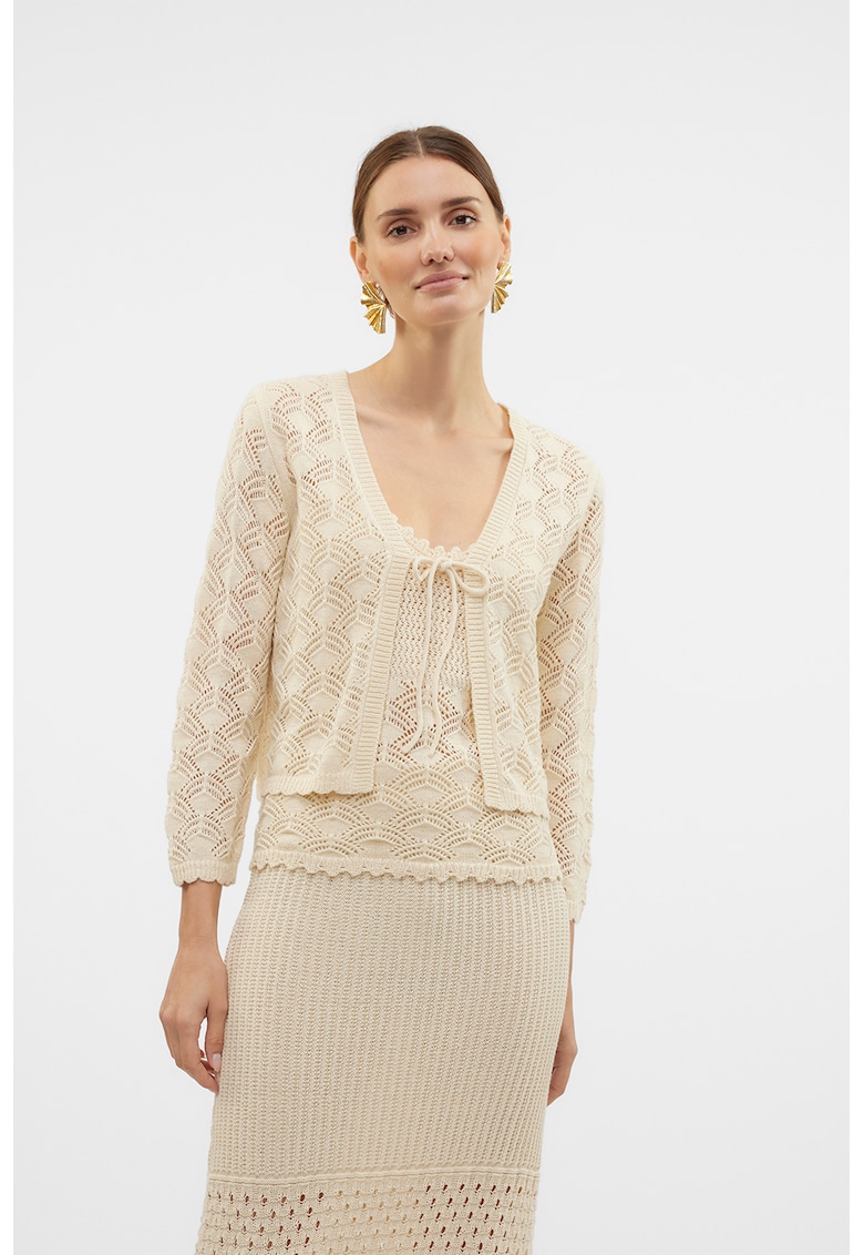 Cardigan crop cu decolteu in V