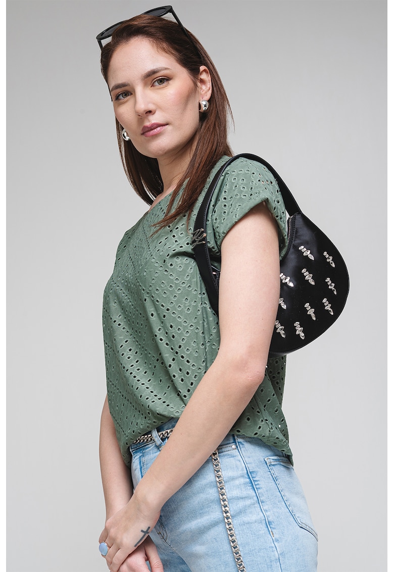 Tricou uni cu maneci scurte - Verde feriga