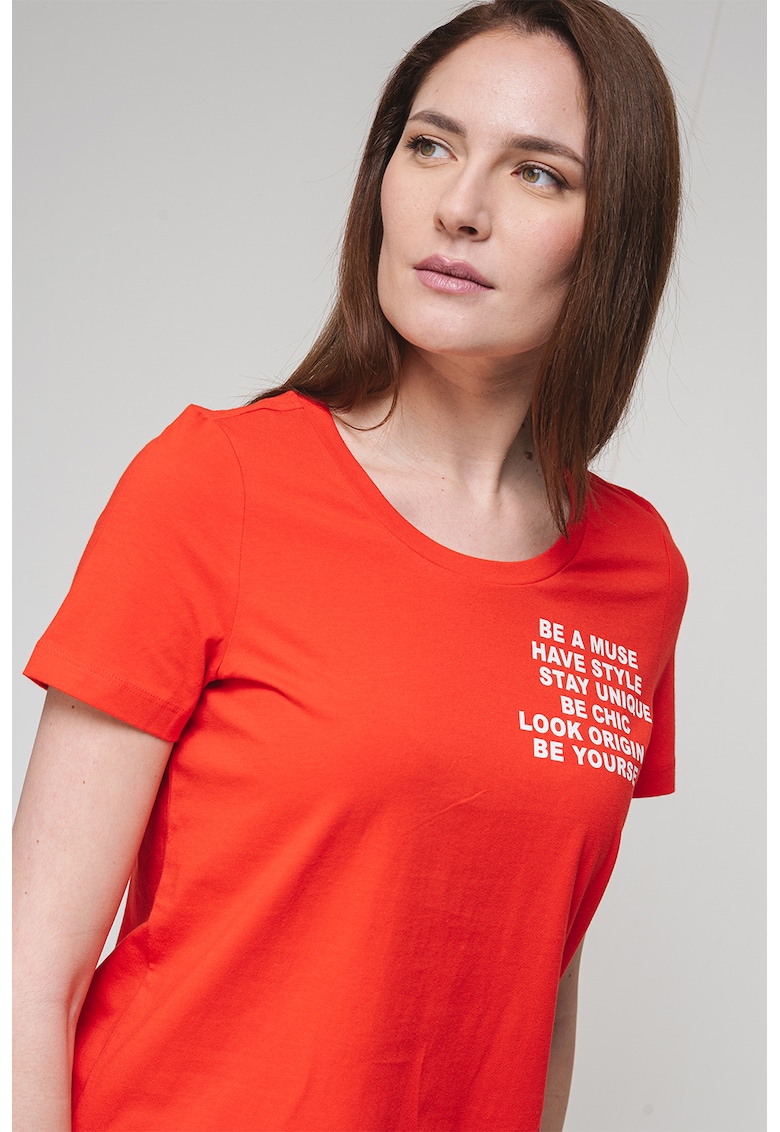 Tricou de bumbac organic cu imprimeu pe piept Tricou de bumbac organic cu imprimeu pe piept