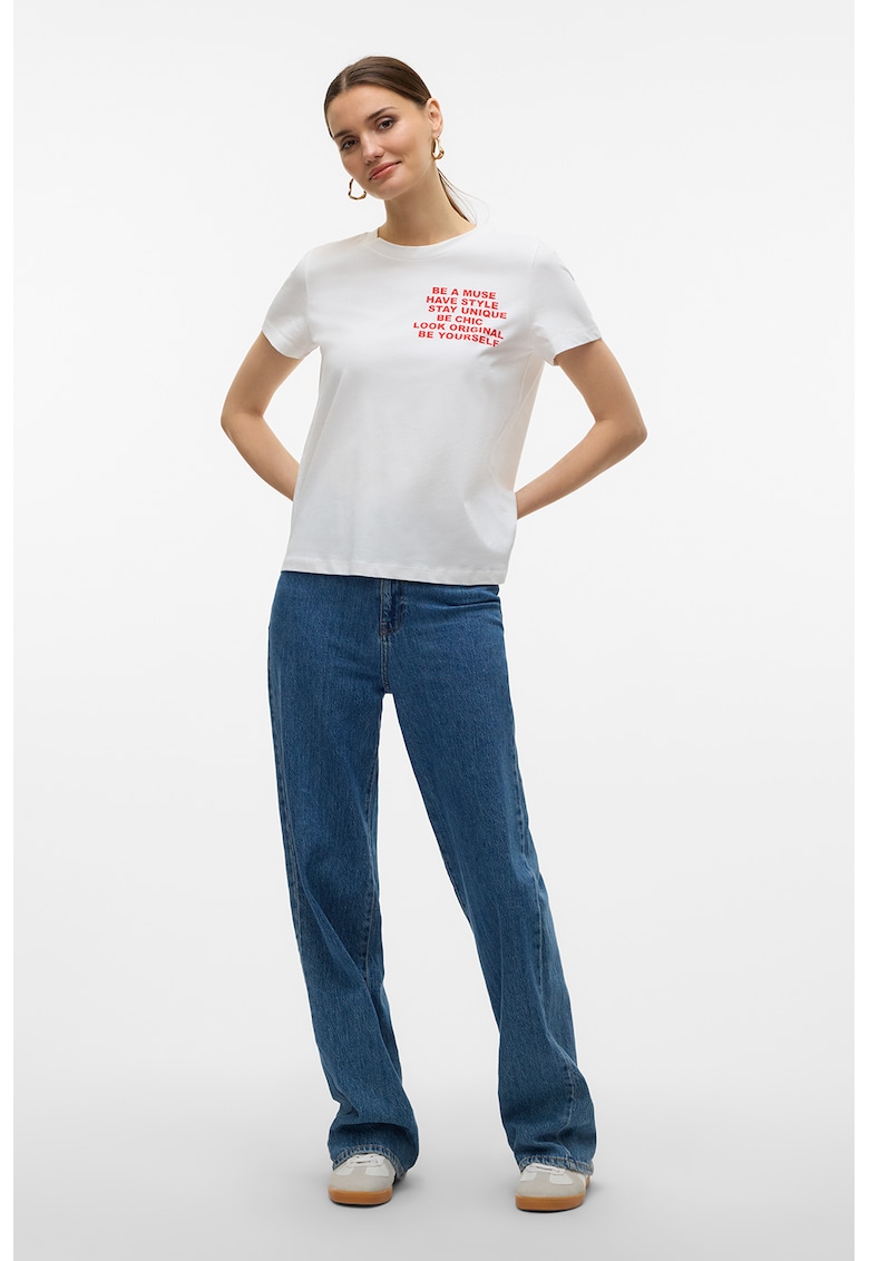 Tricou de bumbac organic cu imprimeu pe piept Tricou de bumbac organic cu imprimeu pe piept
