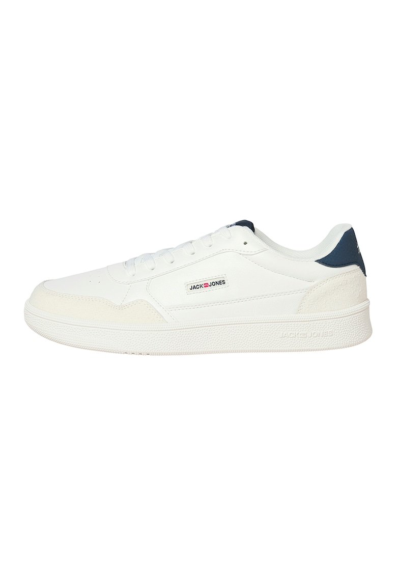 Pantofi sport de piele ecologica - Alb/Albastru inchis