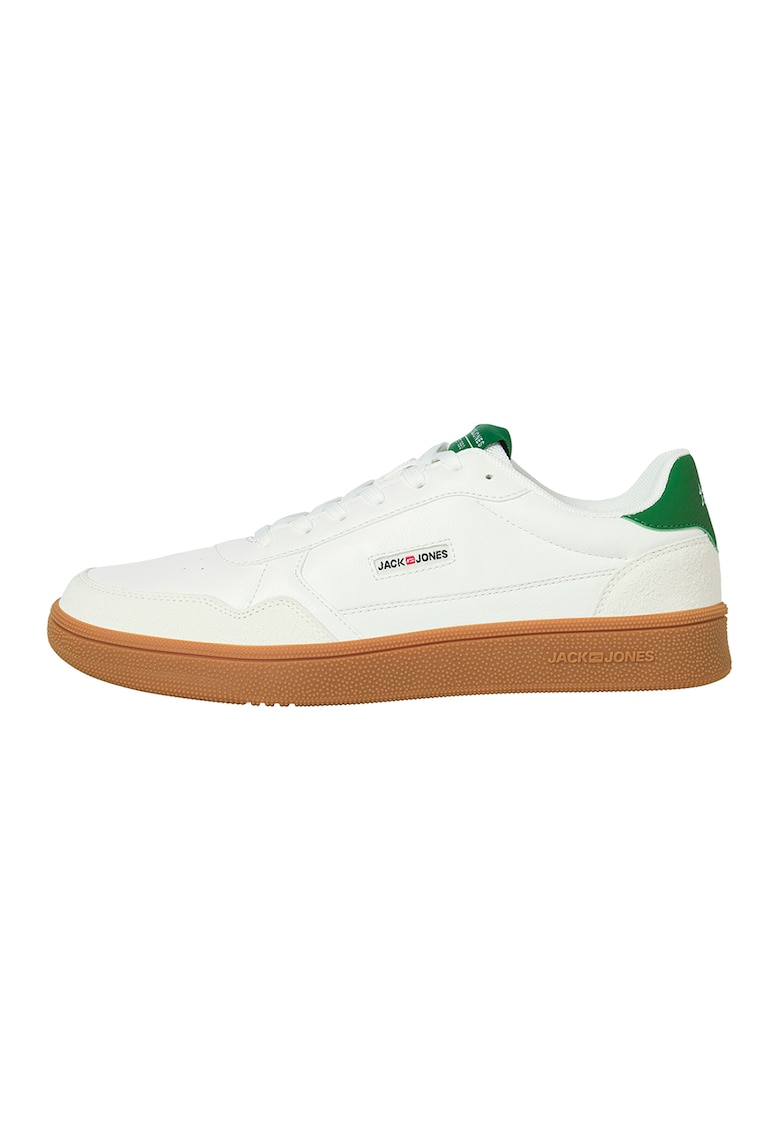 Pantofi sport de piele ecologica - Alb/Verde aquamarin
